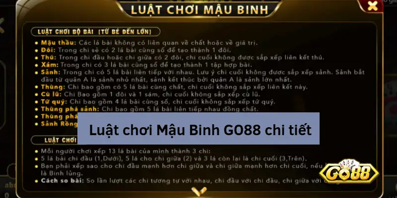 luật chơi mậu binh go88