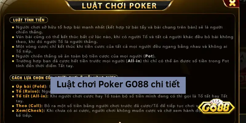 luật chơi poker go88 chi tiết